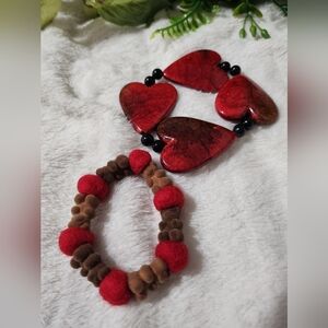Handmade Valentine's Day themed beaded bracelets